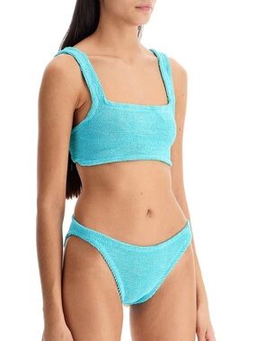 New Hunza G Bikini SET Xandra Sky Blue Turquoise Crinkle One Size Stretchy